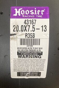 Hoosier 20.0X7.5 - 13 R35B 43167 F2 slick side